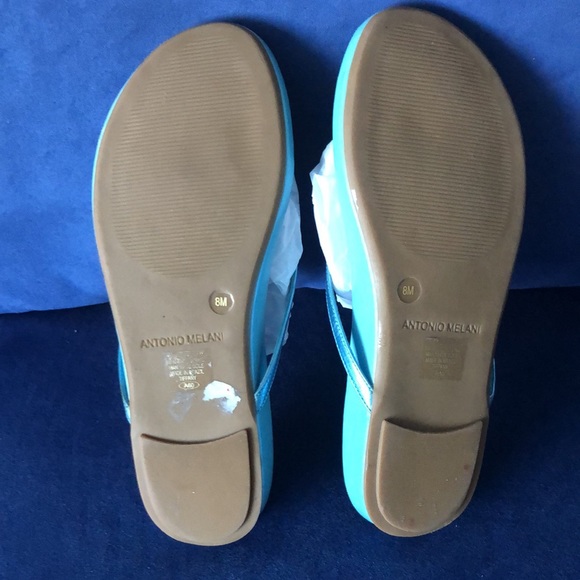 Metallic Blue Flip Flops with Rhinestone 8M - Picture 10 of 16